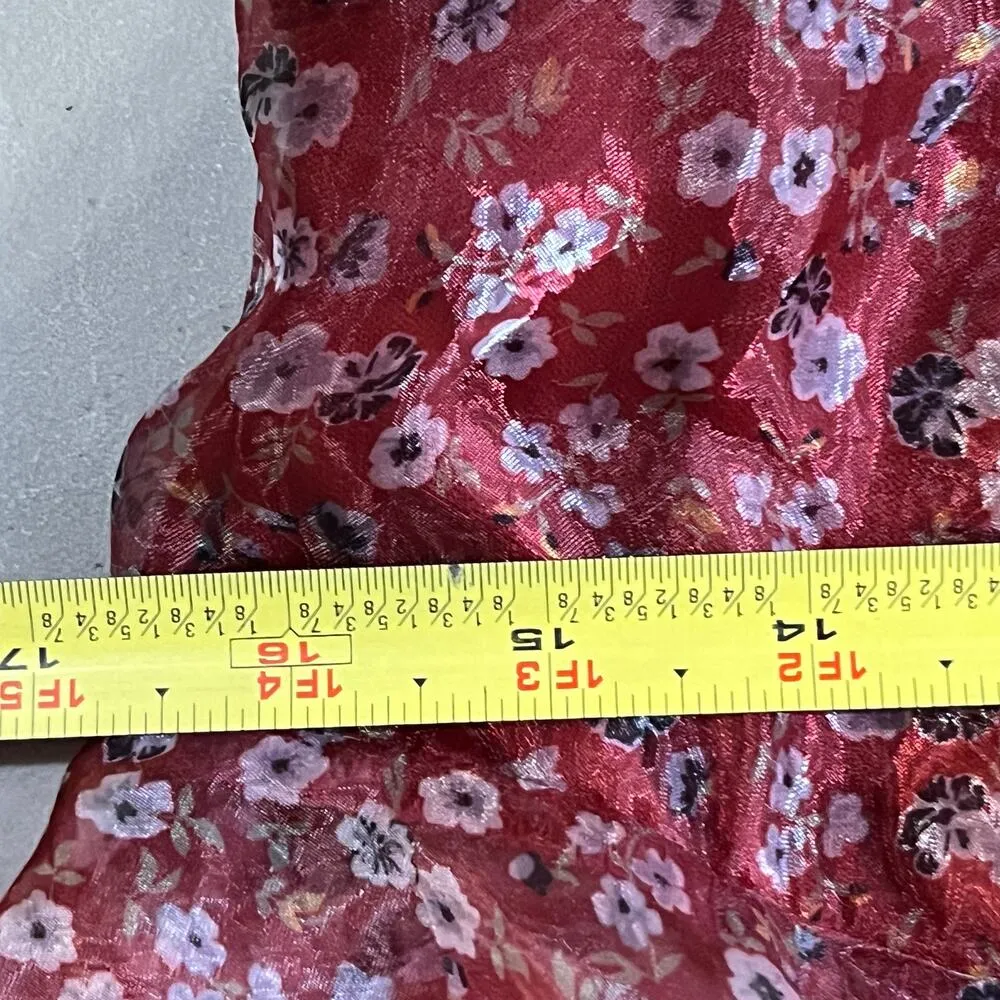 Altar'd State Women's Balloon Sheer Sleeves Floral Janey Dress Burgundy Medium - Image 8