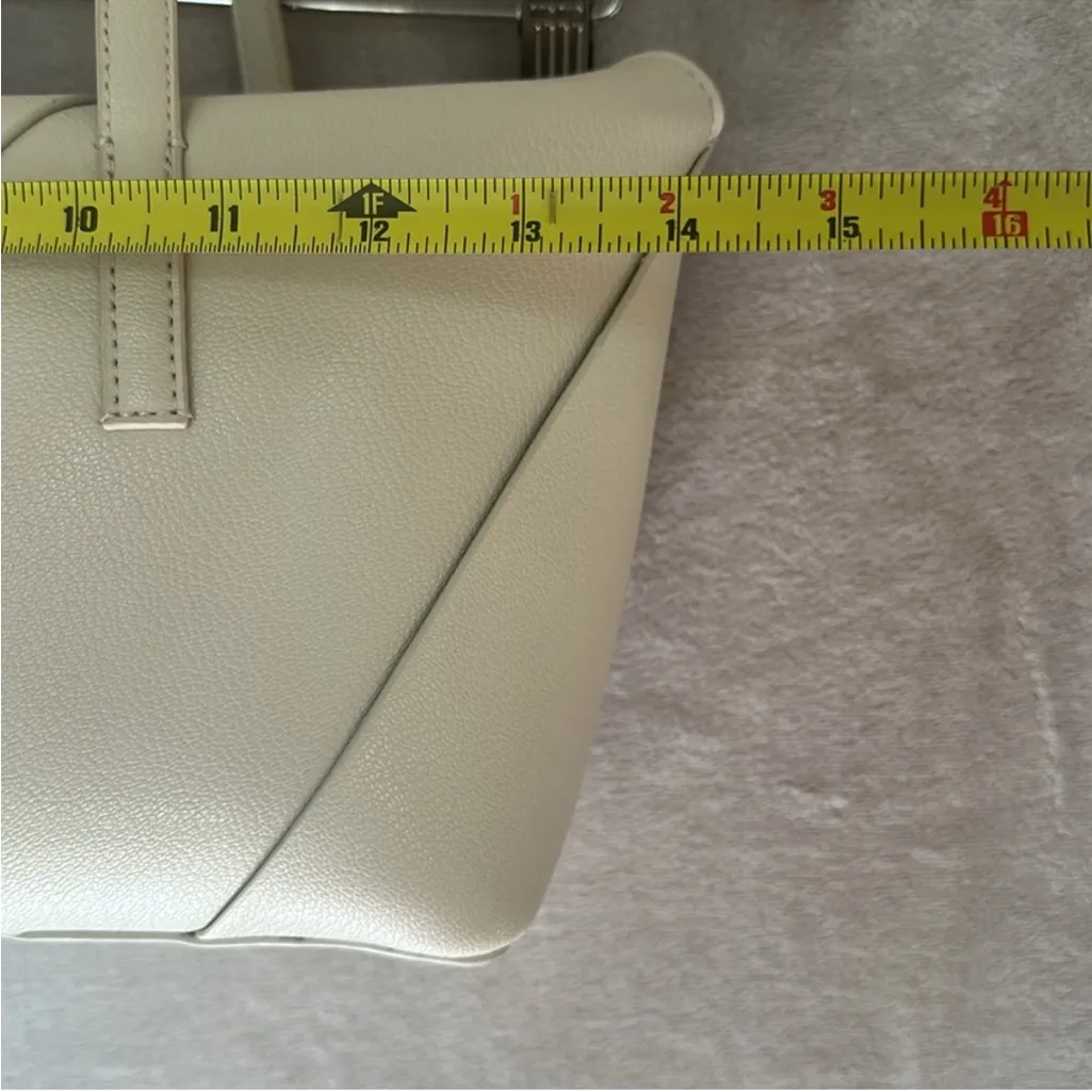 Zara NWT ivory off white woven shoulder purse bag elongated design - Image 10
