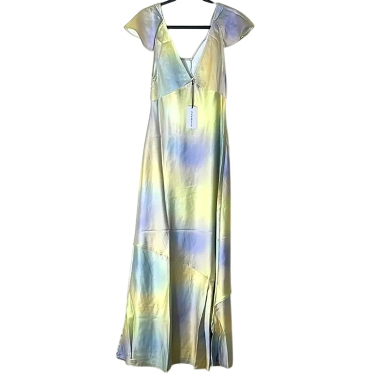 NWT WeWoreWhat Lace Silky Charmeuse Midi Maxi Slip Dress 6 Gold Ombre Watercolor - Image 6