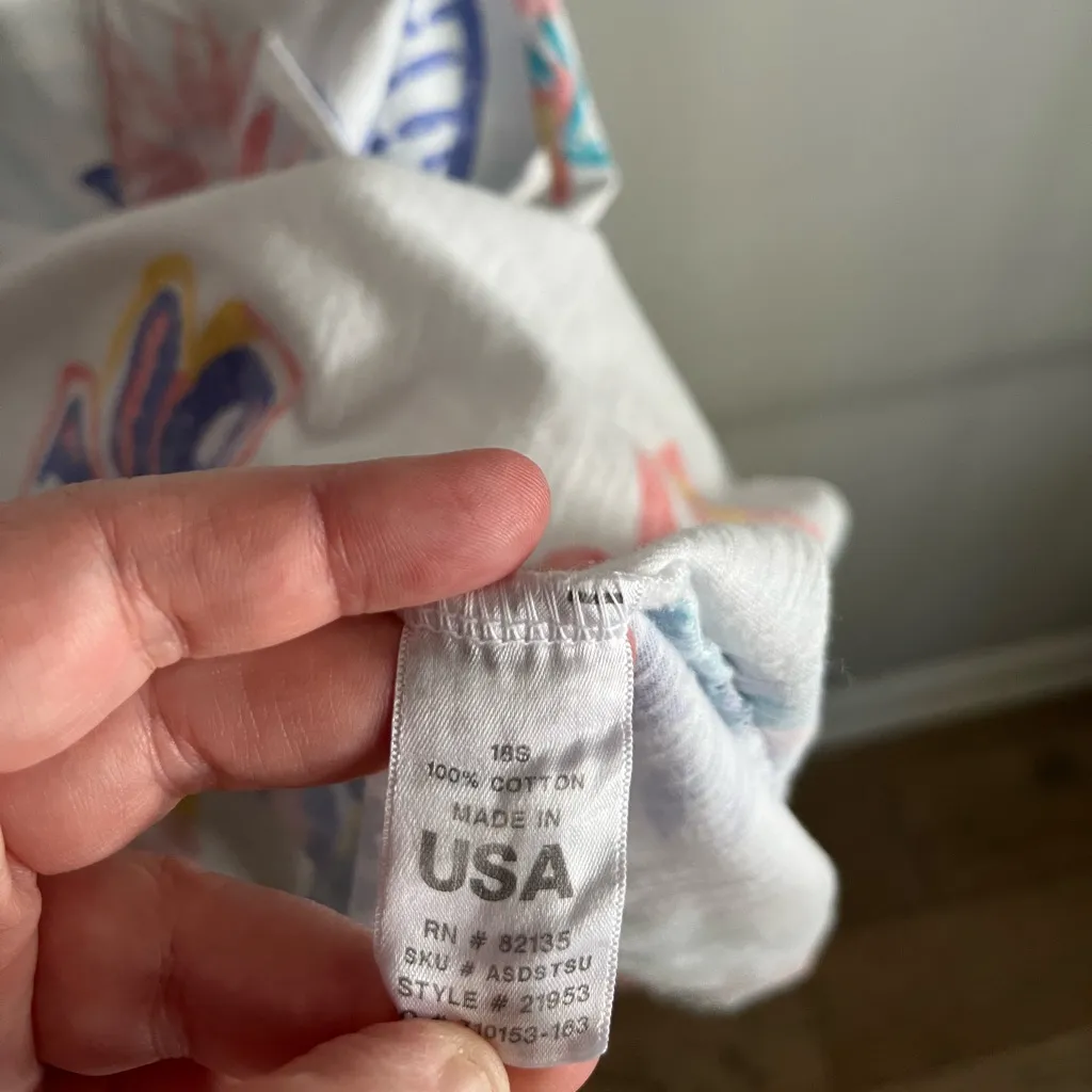 Vintage Fresh Produce Floral Cotton Pocket Dress White Pastel Slub Knit M USA - Image 7