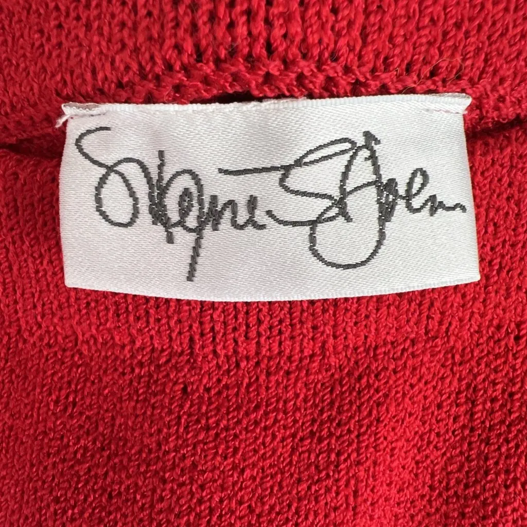 Marie St John Size 8 Red Vintage Santana Knit Skirt Office Dressy Straight USA - Image 6