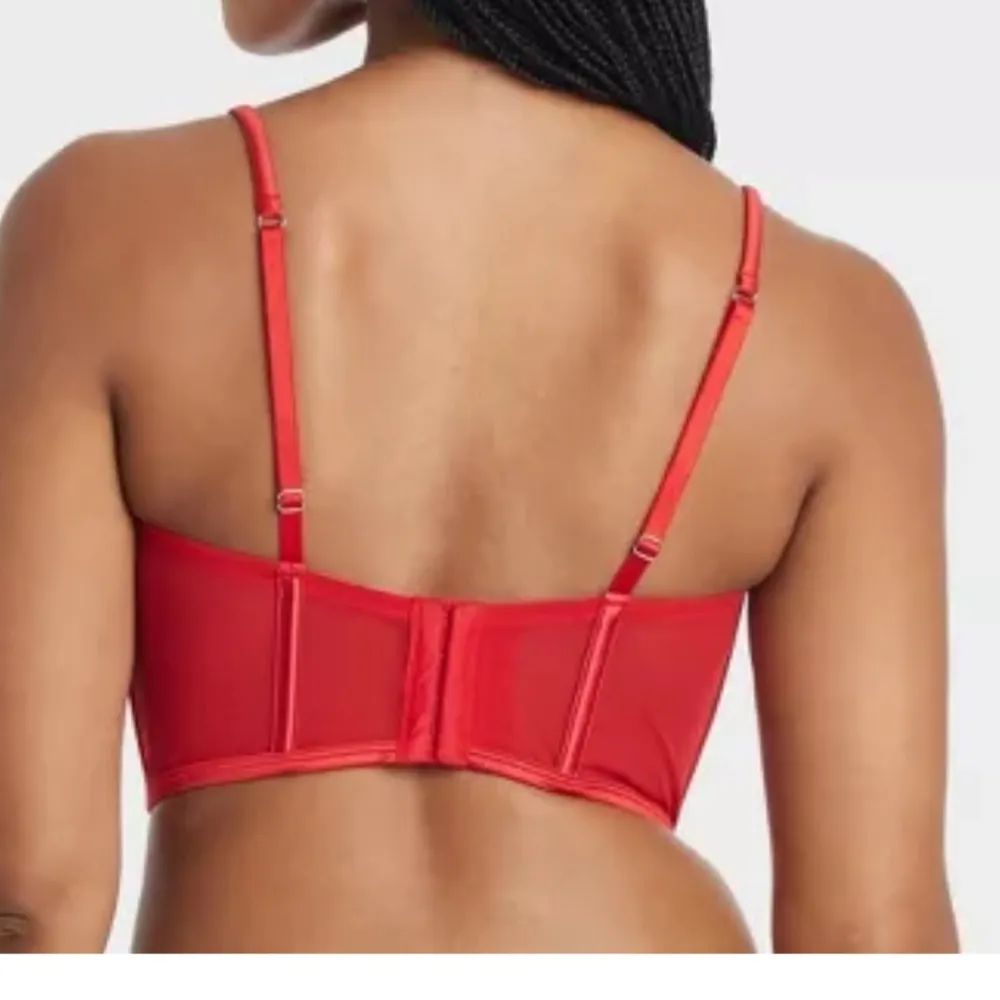 Red Women's Top with Rhinestone Detail Size M - Image 9