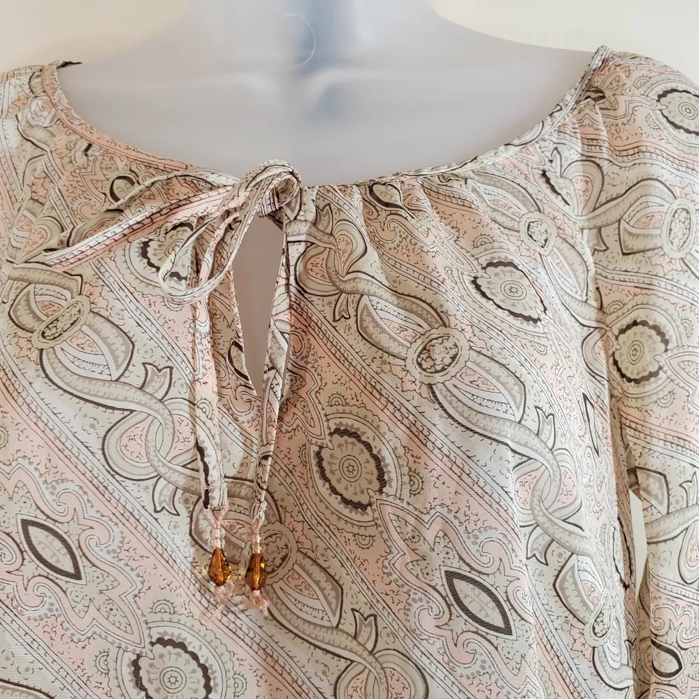 Ann Taylor Loft Sheer Long Sleeve Pink Tan Top 0 - Image 11