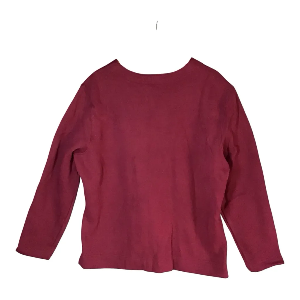 Autumn Leaf Burgundy Sweater Embroidered Grandmacore Classic Elements Fall Style - Image 2