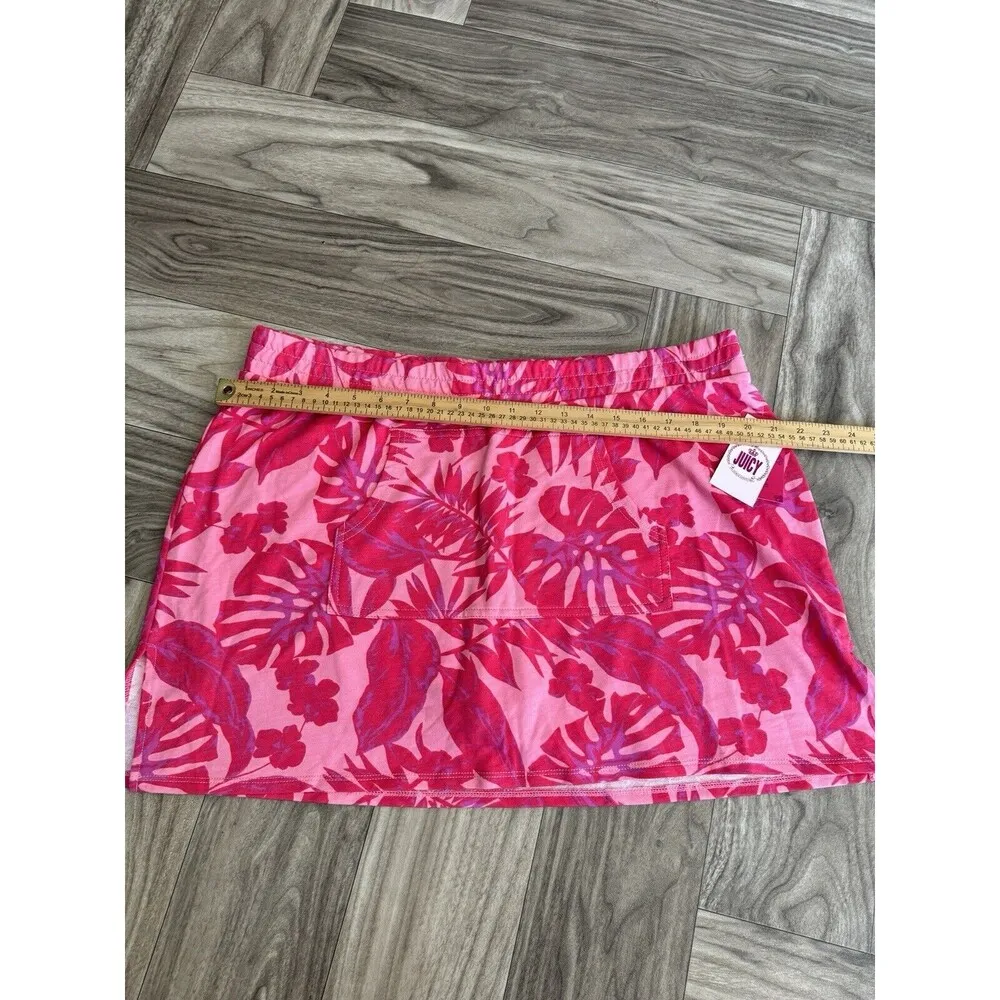 Juicy by Juicy Couture Skort Womens Size 1X Pink Floral Leaf Hawaiian Beach - Image 3