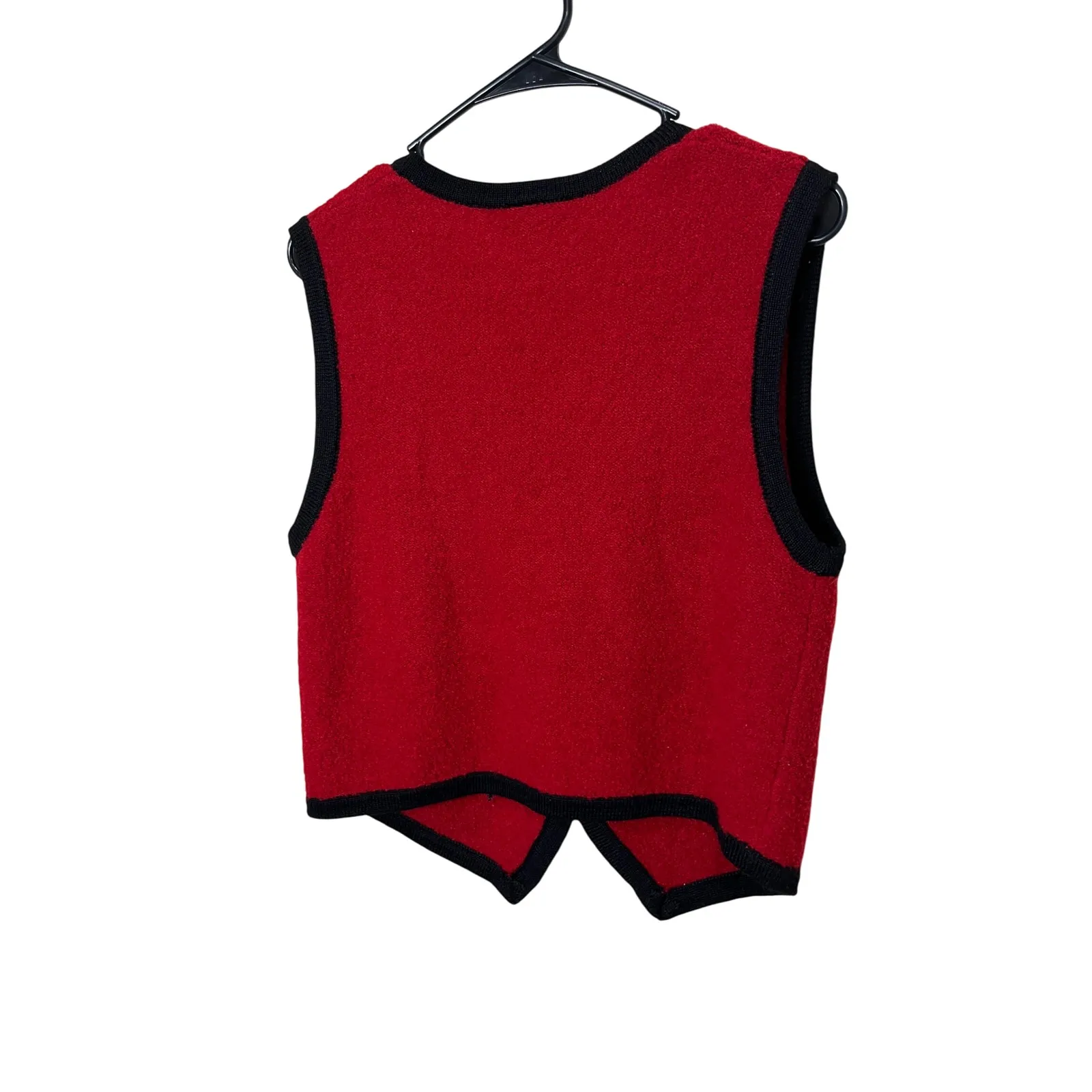 Vintage Koret Petites Red Embroidered Floral Velvet Diamond Argyle Button Vest S Size undefined - Image 6