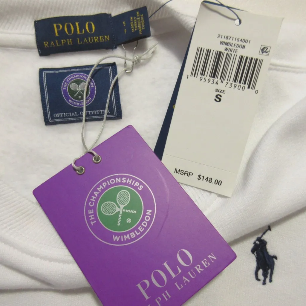 NWT Polo Ralph Lauren Women's Wimbledon Fleece in White Oversized Sweatshirt S - Image 5
