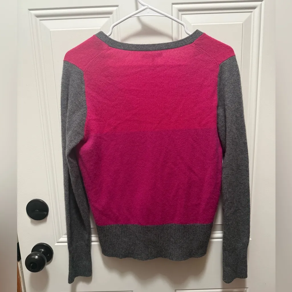 Apt. 9 100% Cashmere Colorblock Cardigan Pink Grey Cabincore Soft Cozy - Image 3