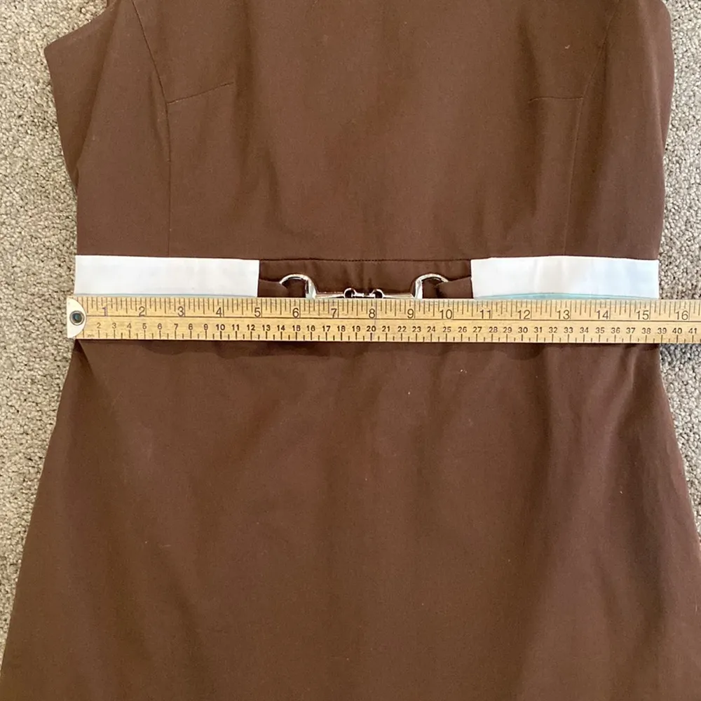 || Brown/sea foam green/white dress with silver belt accents - Image 11