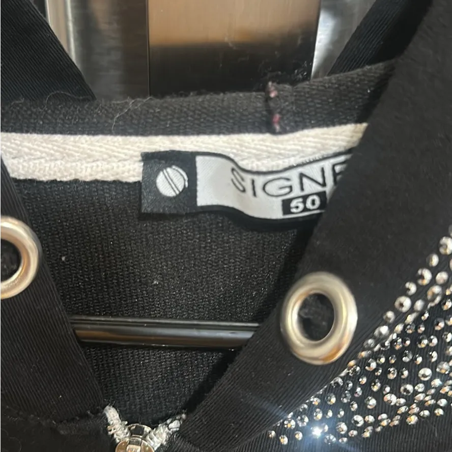 Black Hoodie with Rhinestone Accents Size undefined - Image 4
