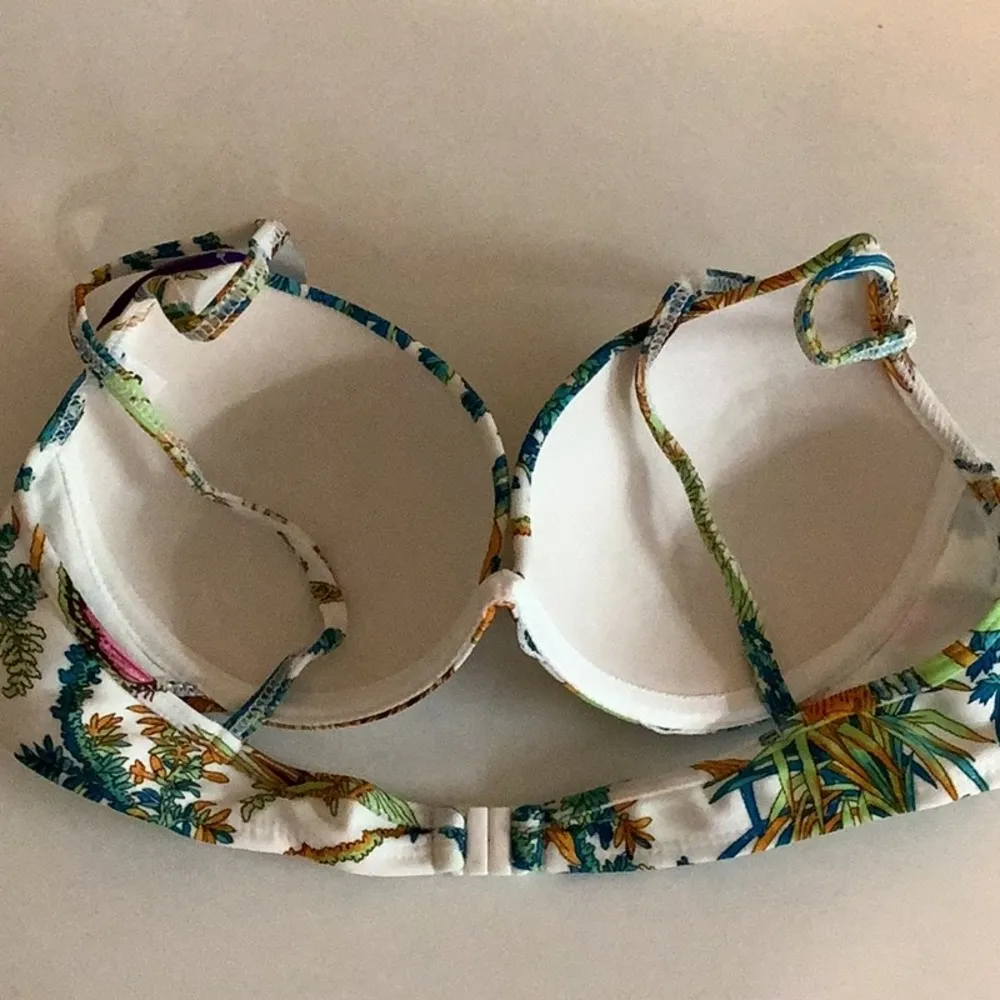 Recco Size Large Underwire Brazilian Floral Bikini Set. New with Tags. Blue - Image 3