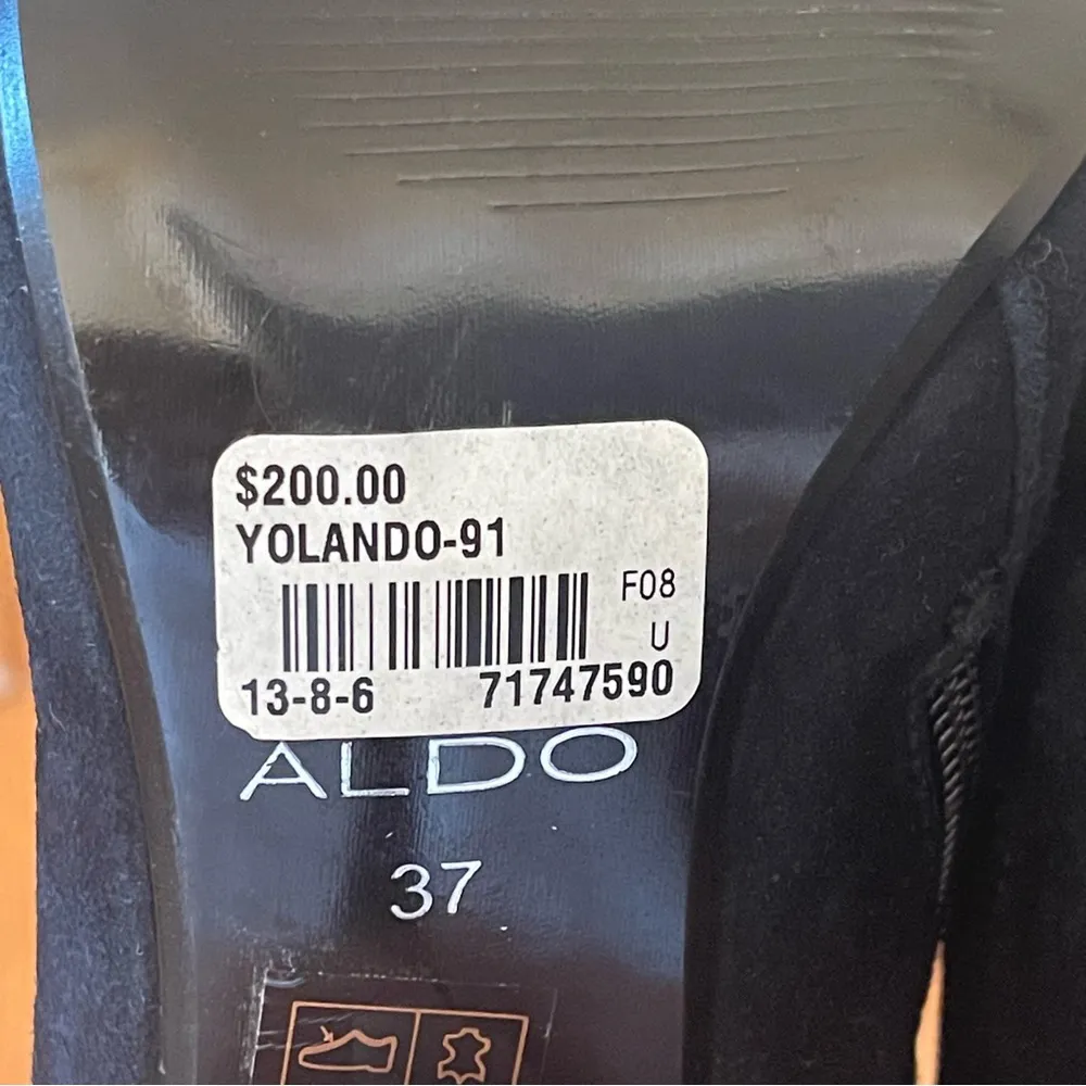 ALDO Yolando Black Suede Leather over the knee high heels boots Sz 37 - Image 7