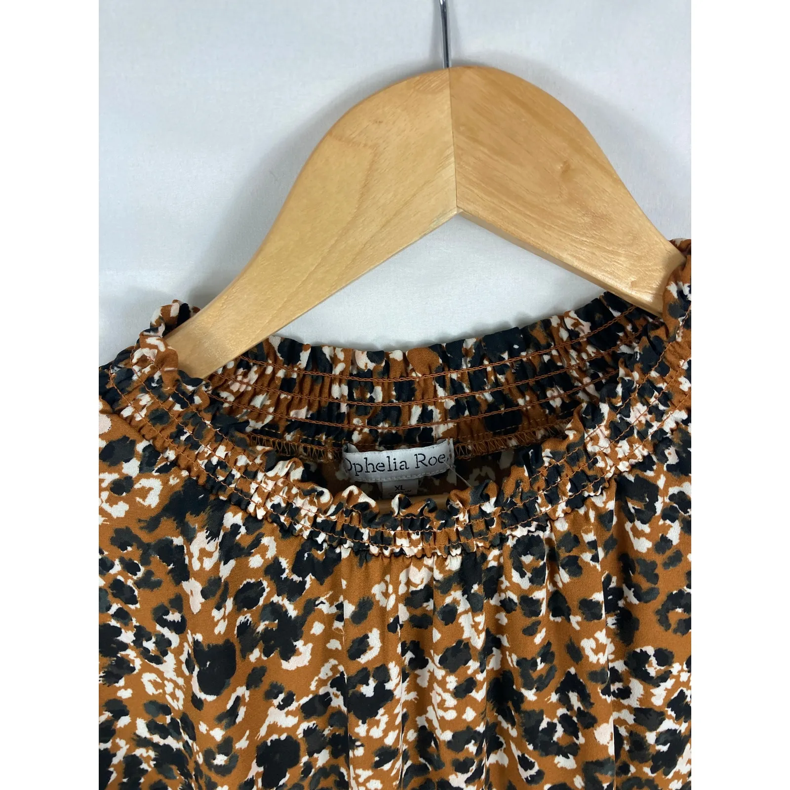 Ophelia Roe Patterned Brown Belted Long Sleeve High Neck Dress Size XL - Image 4