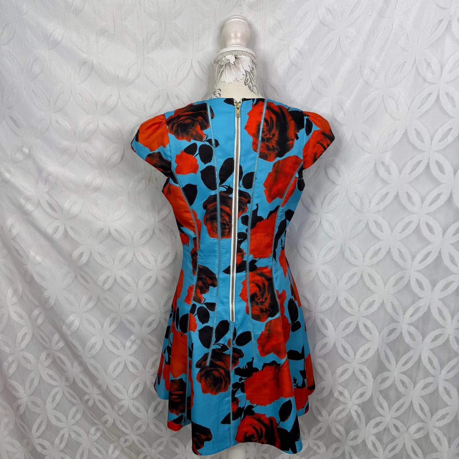 Gracia‎ Floral Fit & Flare Rockabilly Mini Dress Size L - Image 3