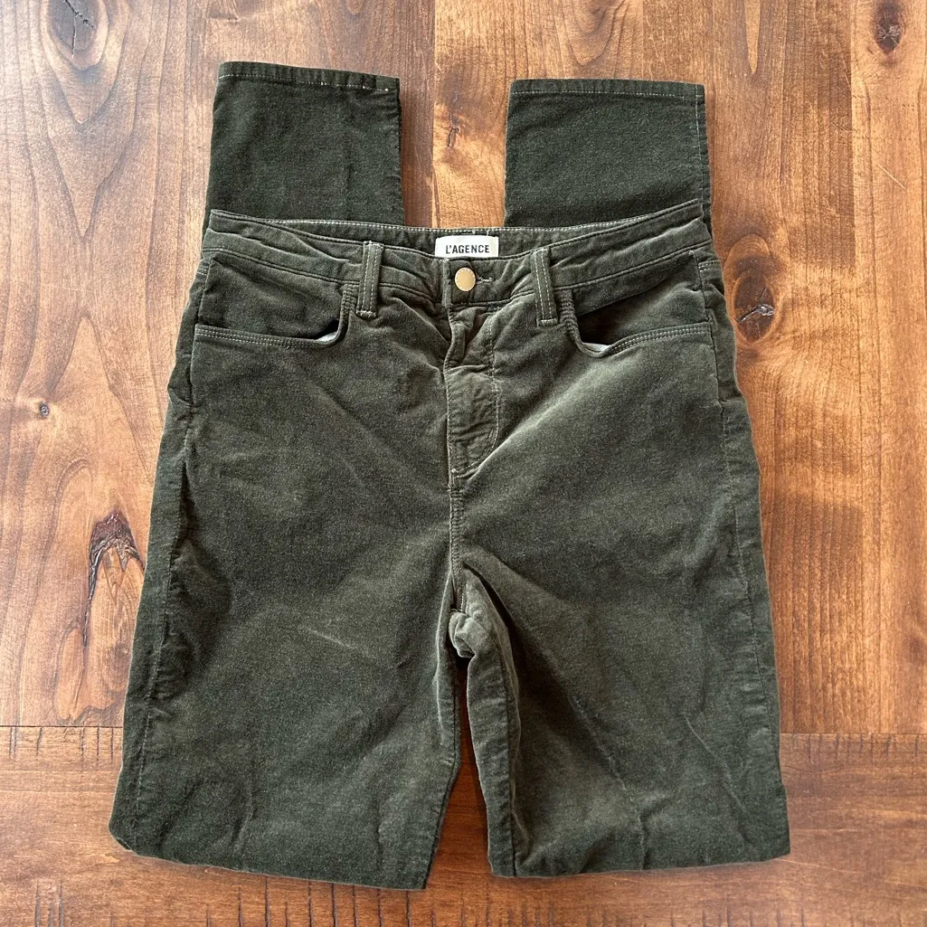 L'AGENCE Josie High Rise Skinny Split Hem Pants – Hunter Green | Size 28 - Image 5
