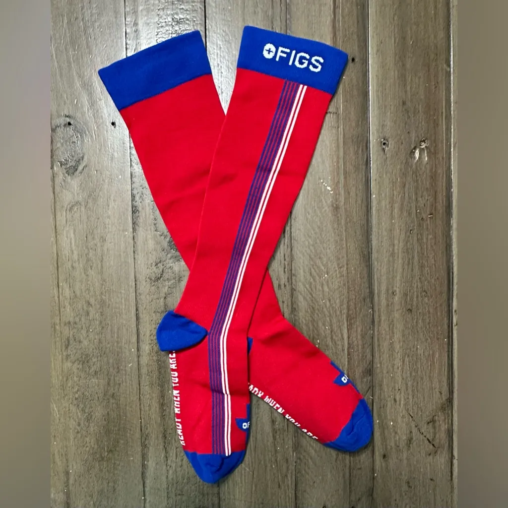 FIGS Compression Socks - Blue Red - Stripe Ready When You Are - Large - Image 3