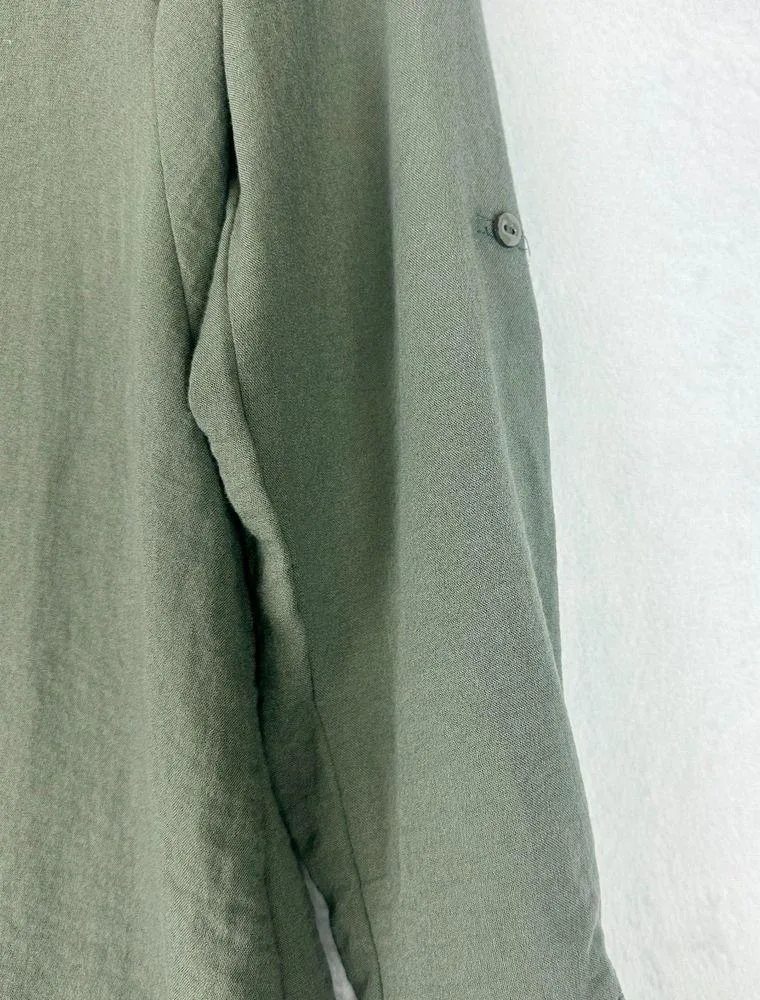 Lulu B Asymmetrical Long Sleeve Tunic Top Size Small Green Roll Tab High Low - Image 6