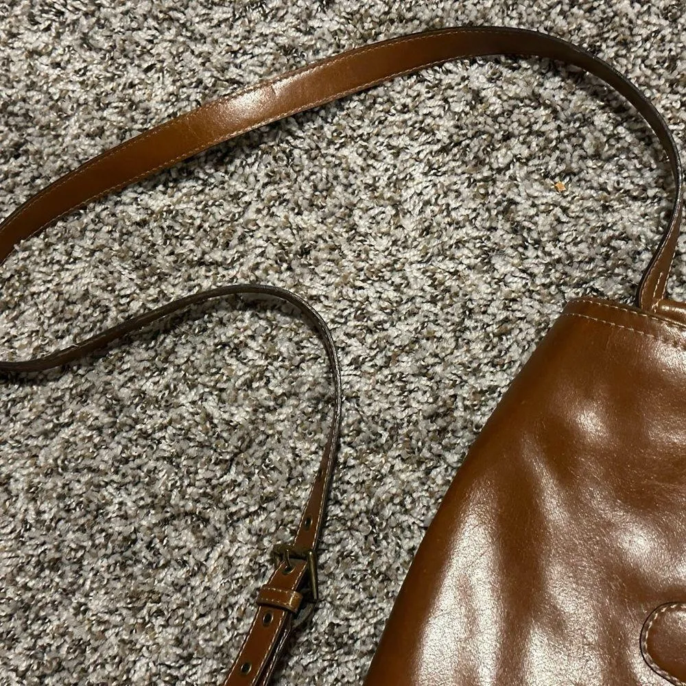 Vintage Leather Nine West Crossbody Bag Purse - Image 4
