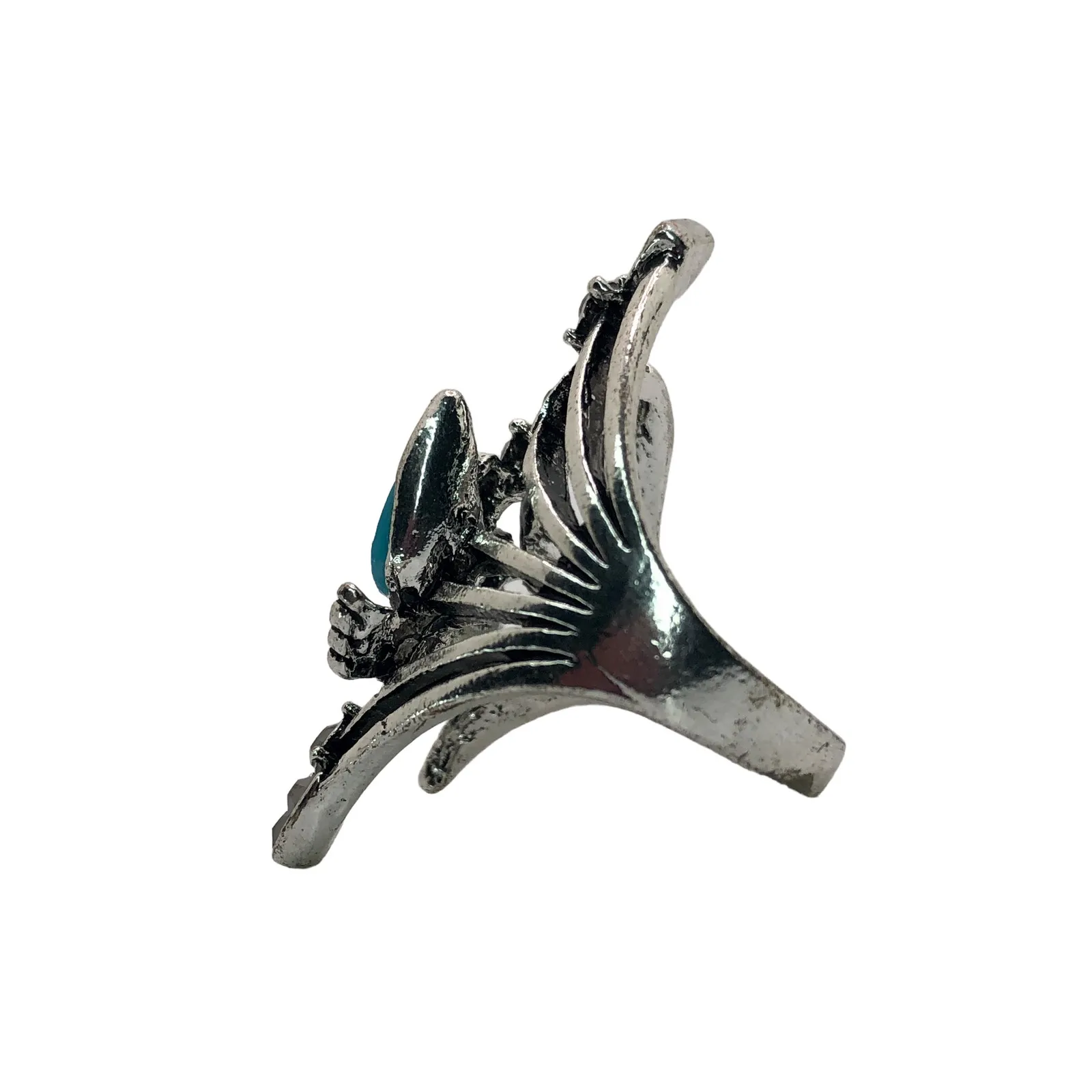 Silver Butterfly Rhinestone Statement Ring - Image 4