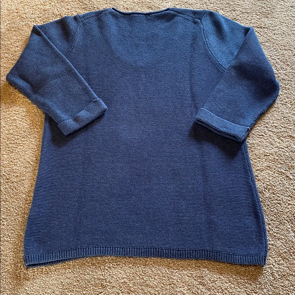 Boden Cotton Textured V Neck Roll Cuff Sleeve Blue Size US6 - Image 10