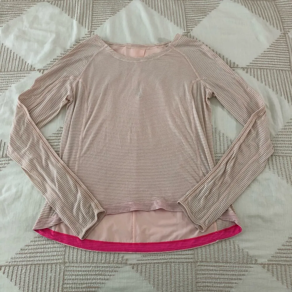 Lululemon Keyhole Back Long Sleeve Tee Pink Medium 8 - Image 3