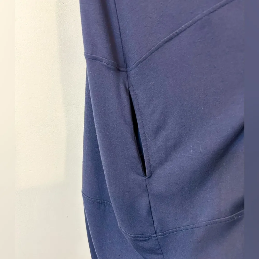 Eileen Fisher Cap Sleeve Hi-Low Shirt Dress Navy Blue Size Medium - Image 5