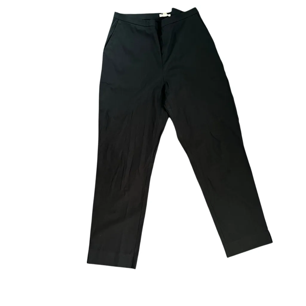 Eileen Fisher Slim Ankle Pant – Black Organic Cotton Stretch – Size 8 - Image 3