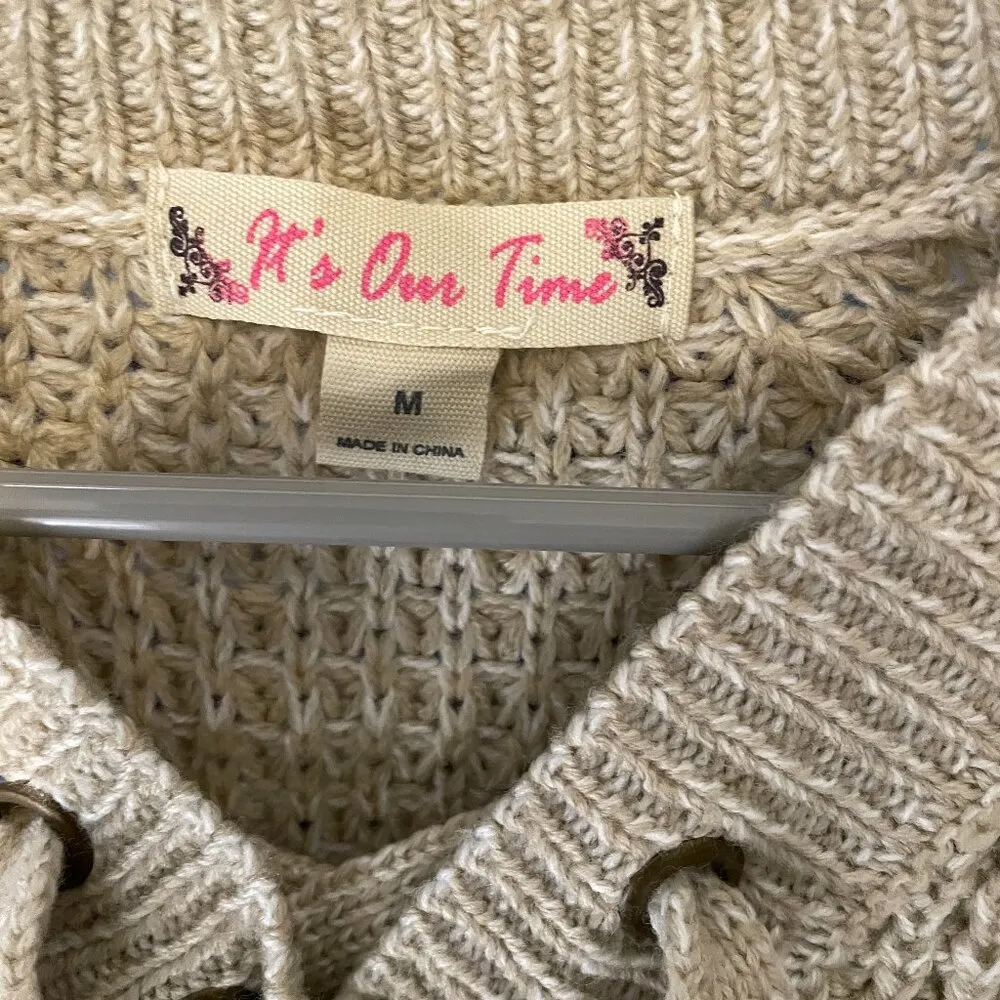 🎈🎈🎈BOGOHO 🎈🎈🎈It's Our Time Lace Tie Waffle Knit Long Sleeve Pullover Sweater - Image 14