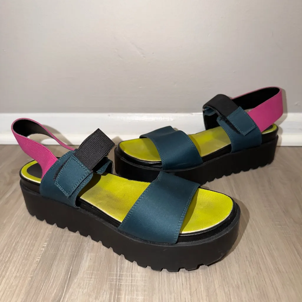 Urban Outfitters Platform Lug Sole Sandals Size EUR 40 Colorblock - Image 2