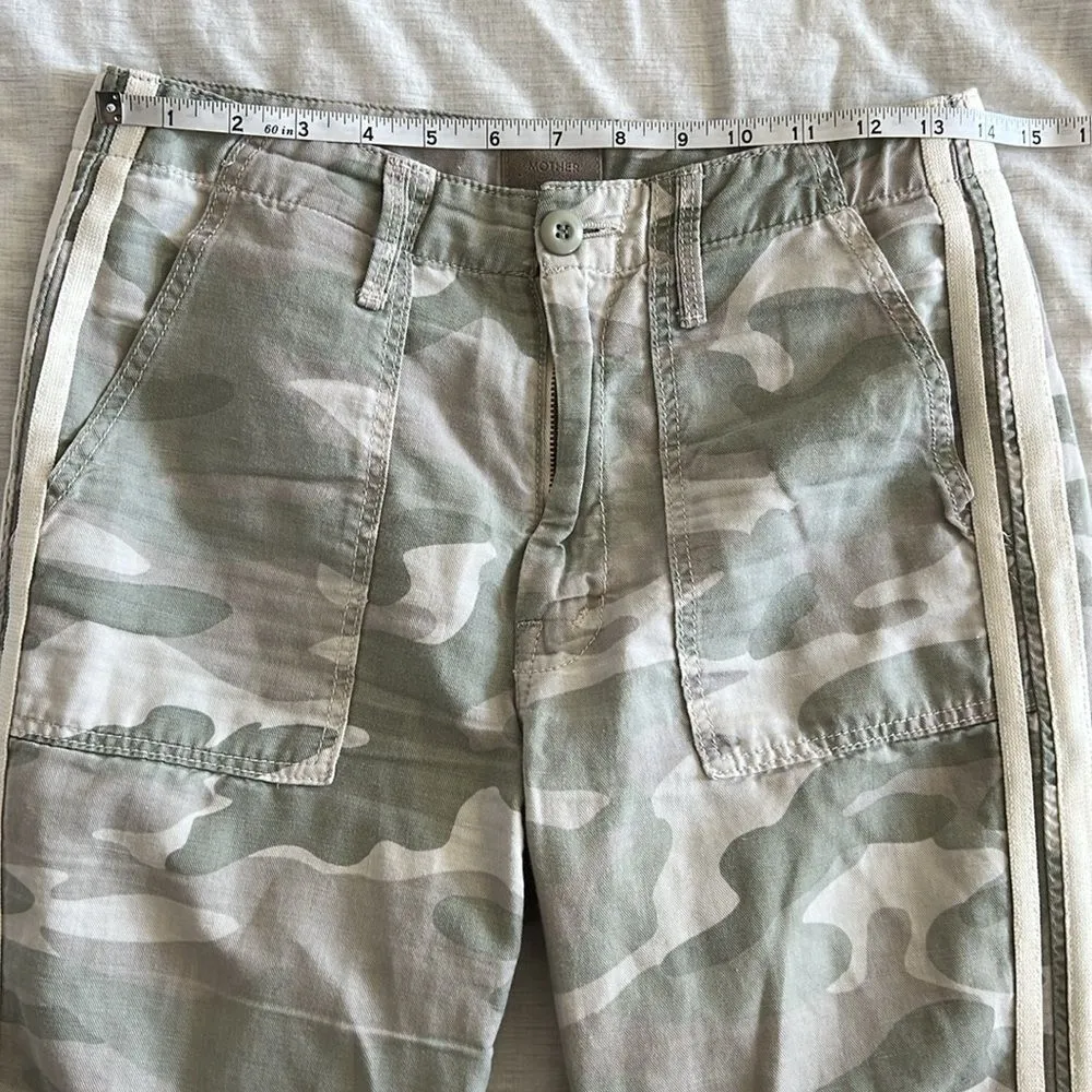 MOTHER The Shaker Chop Crop Fray Camo Pants Y2K Mid Rise Streetwear Size 26 White - Image 6