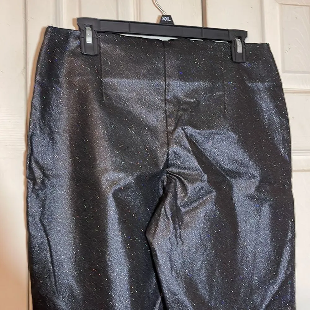 Versona Contemporary Black Faux Leather Sparkle Leggings Size 12 - Image 7