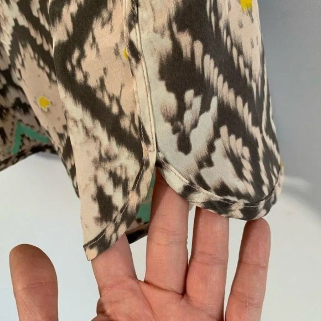 Rory Beca Romper Size Medium Aztec Kees Wrap Boho V Neck 100% Silk Pink Sz M - Image 6