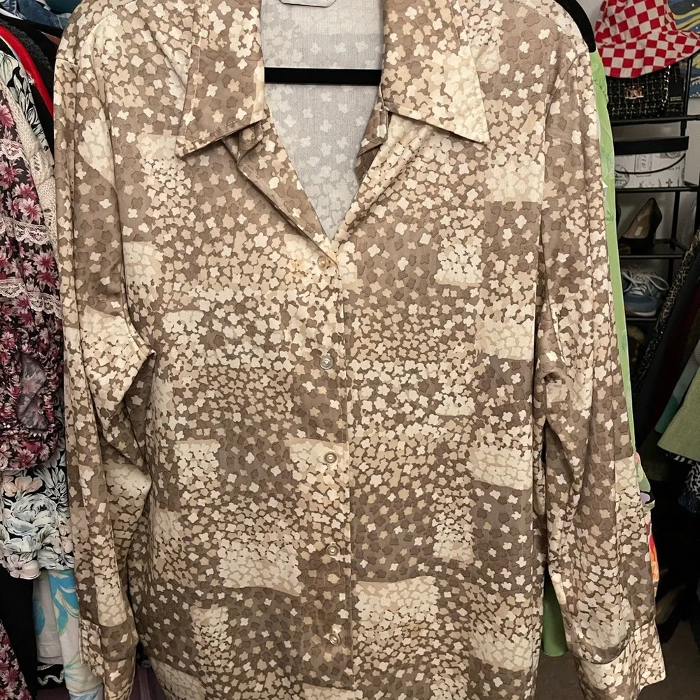 LADY DEVON RETRO FLORAL PRINT VINTAGE BUTTON UP Size L - Image 6