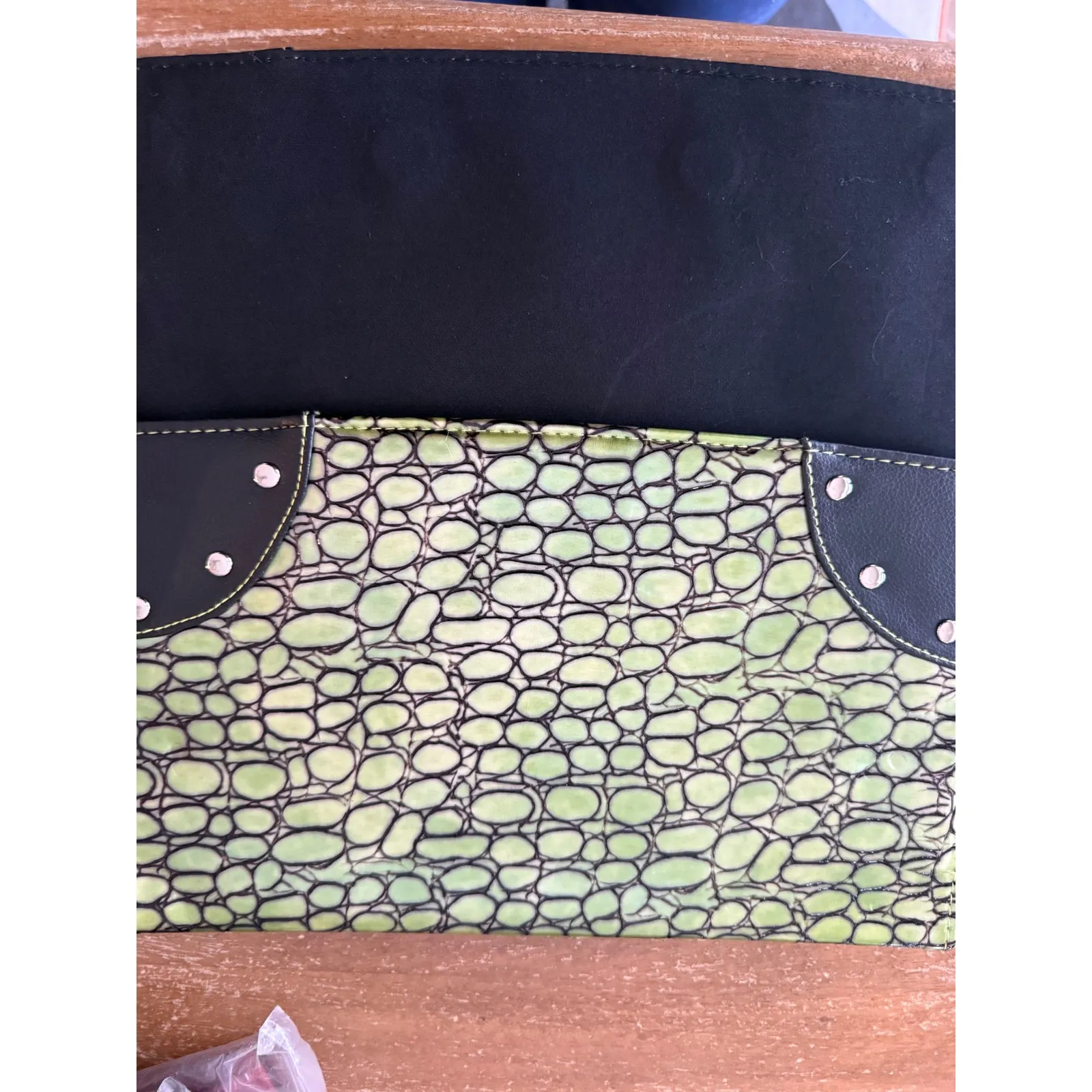Miche Bag Clutch Wallet Lime Green Crocodile Embossed Organizer shell only - Image 5
