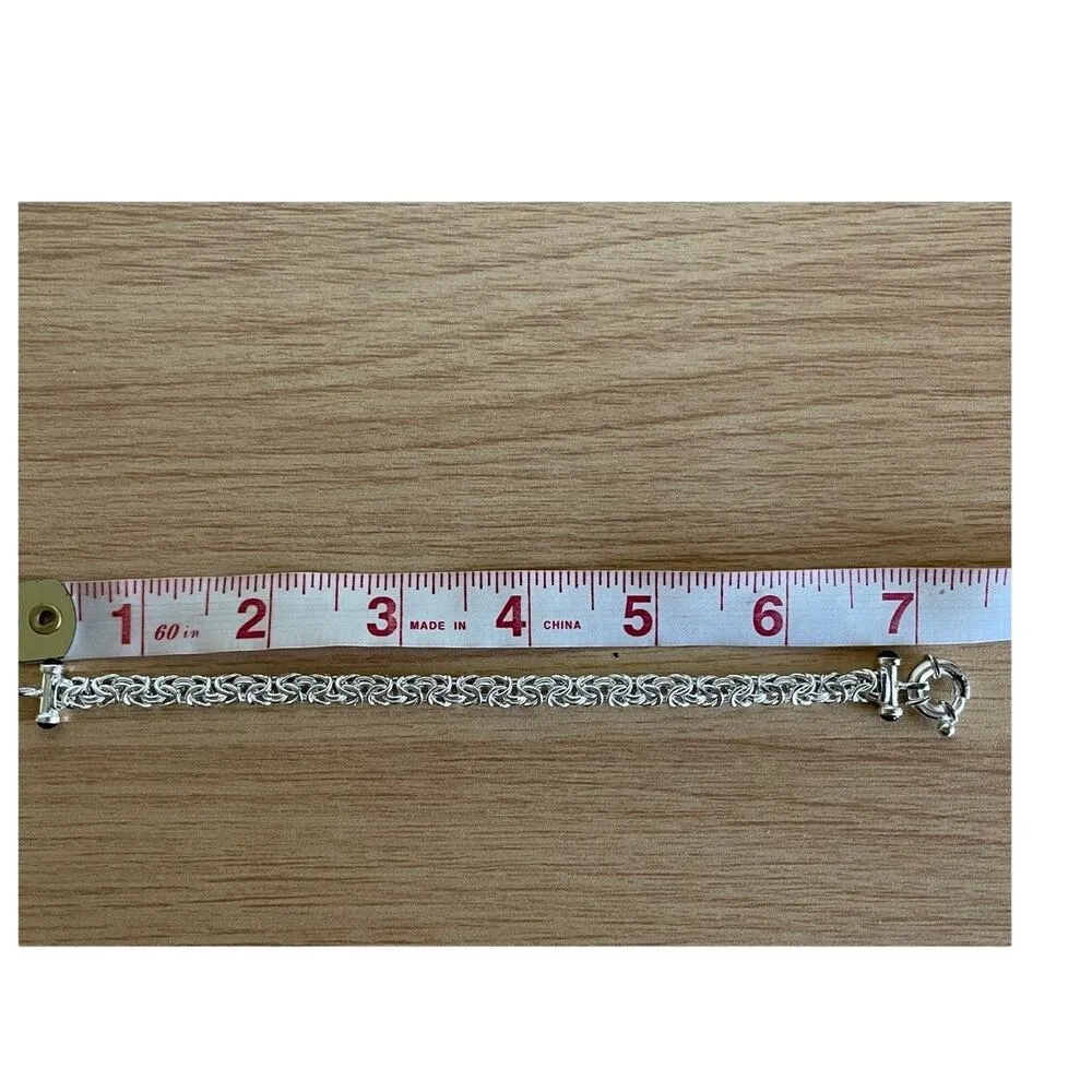 Sterling Silver Bracelet Black Onyx 7in Byzantine chain link - Image 6