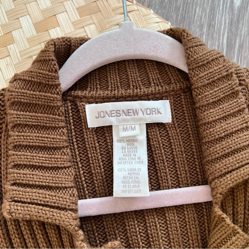 Vintage 90’s Y2K‎ brown chunky ribbed longline cardigan sweater jacket Size M - Image 2