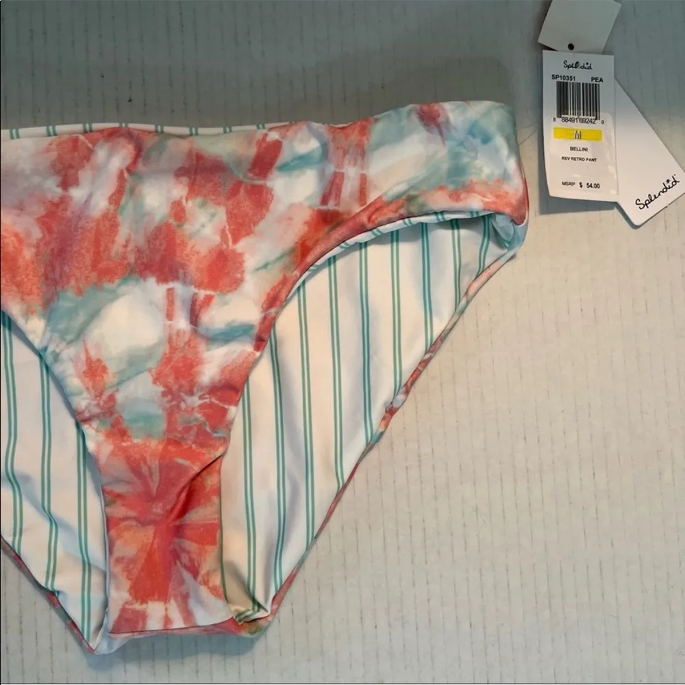 Splendid Swim Bellini Reversible Retro Bikini Bottom Sz M NWT Tie Dye Stripes - Image 5
