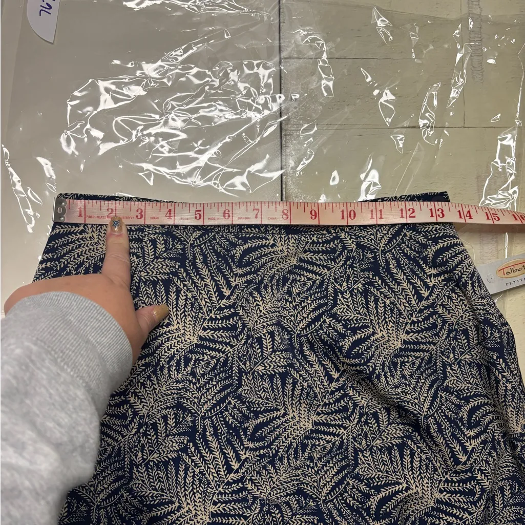 Talbots Lined Length Skirt Size 8 Navy Tan Ferns Vintage New Sews Stock - Image 3