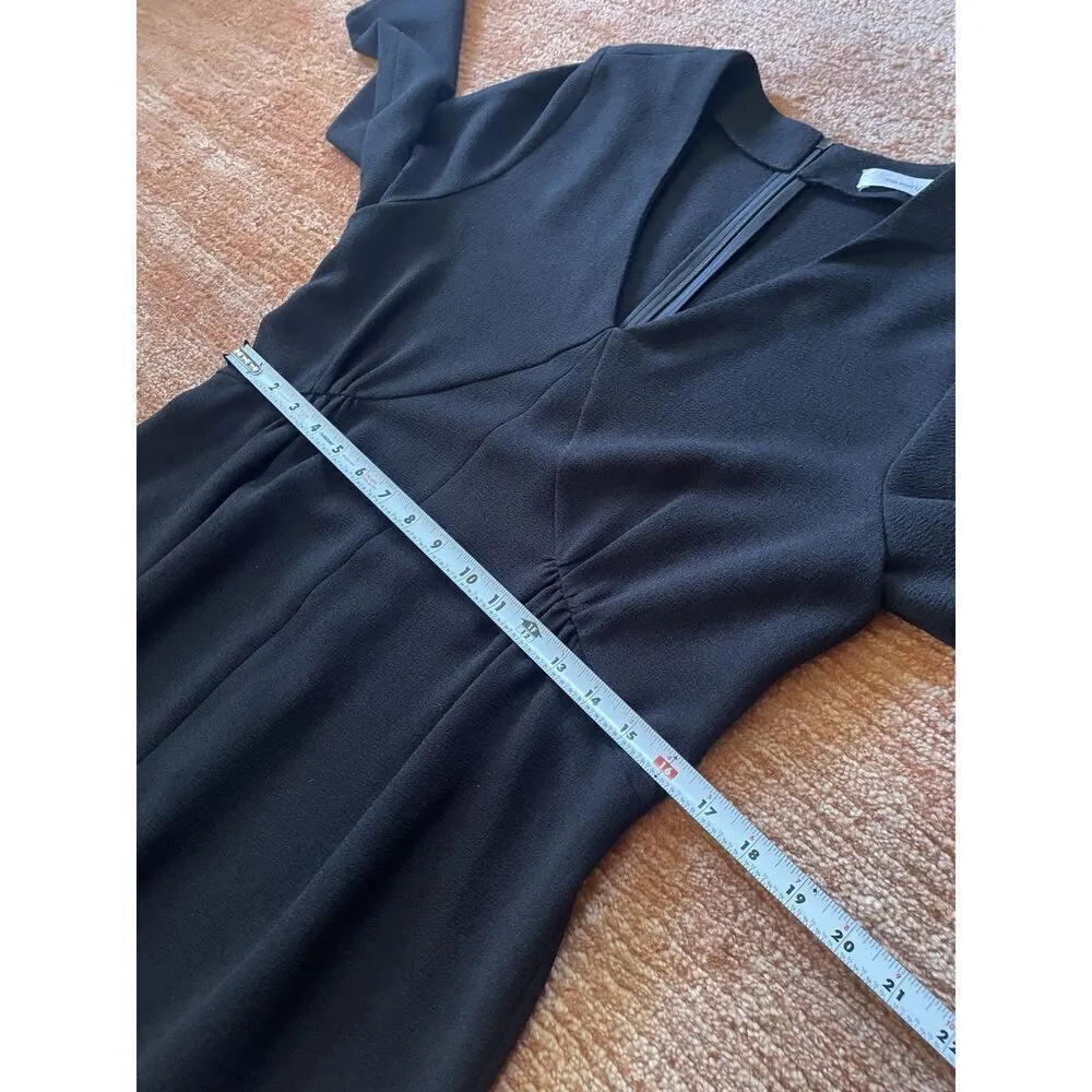 Sita Murt Midi BlackDress 3/4 Sleeves Wrinkle free Front slit Zip at back М/40 Black Size M - Image 6
