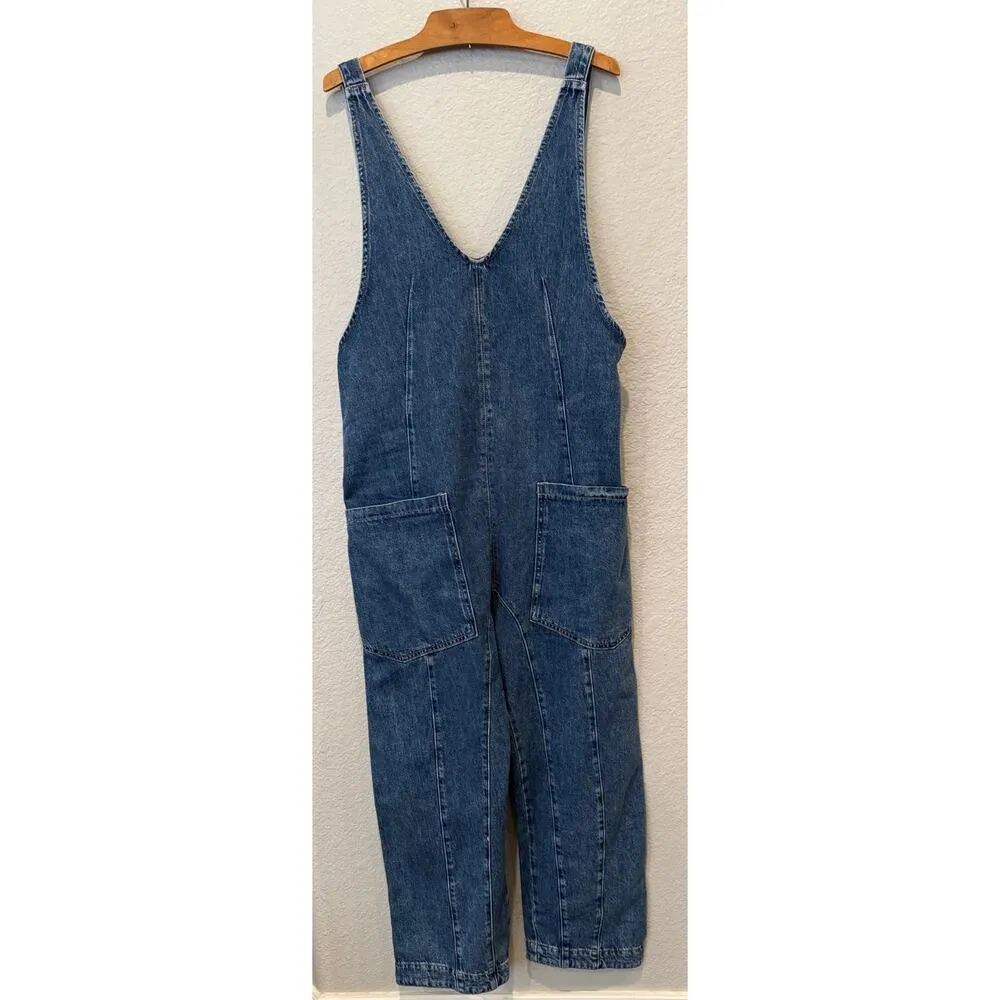 Free People High Roller Denim Jumpsuit Size XS - Image 10