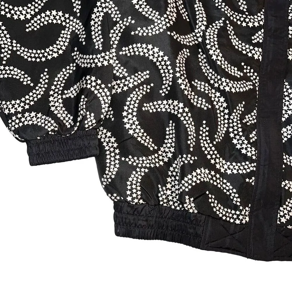Vintage Womens Silk Track Suit Set Black White Star Print Lightweight Large - Image 8