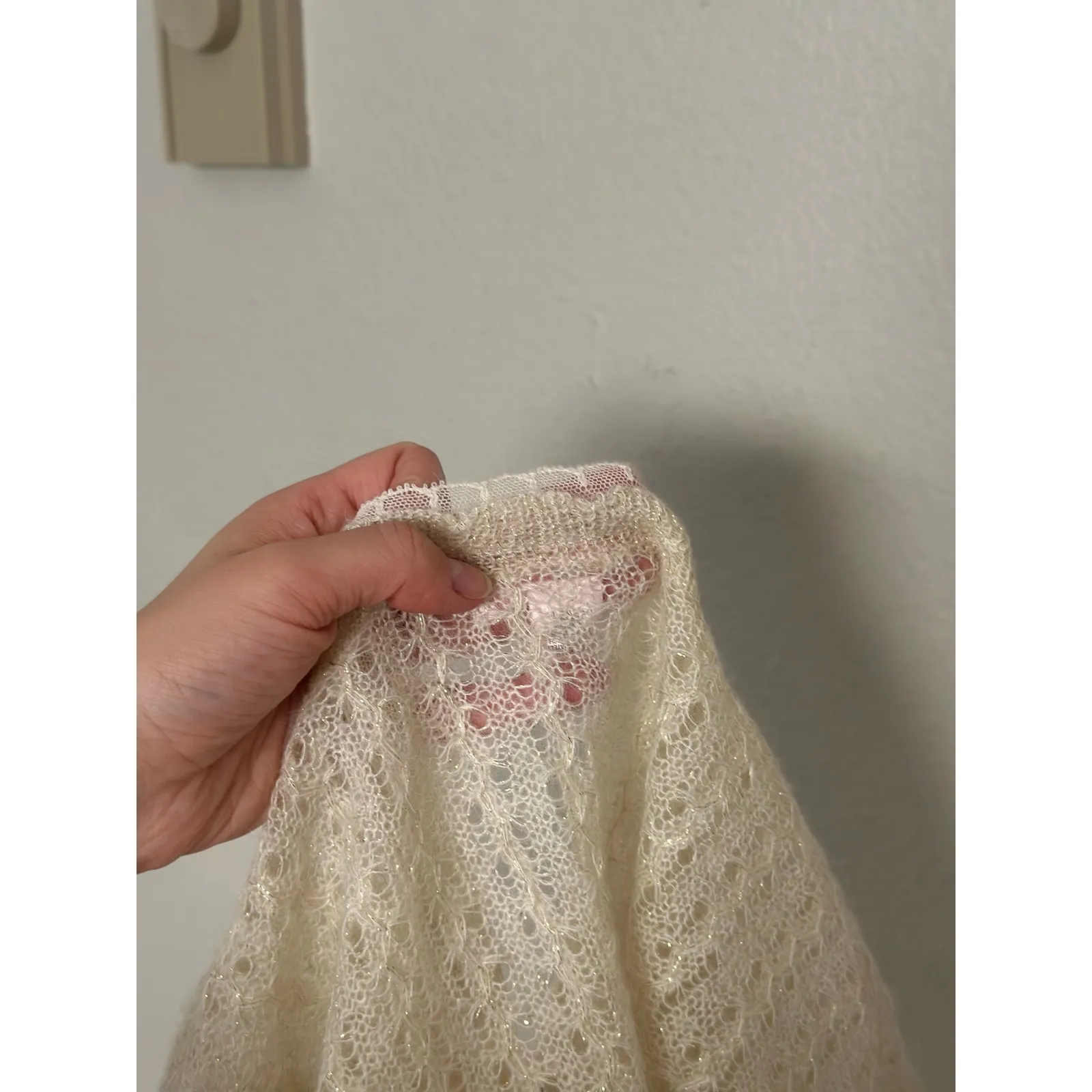 Vintage Victoria's Secret Angels Mohair Knit Bolero Sweater Cardigan Bow Cream - Image 8