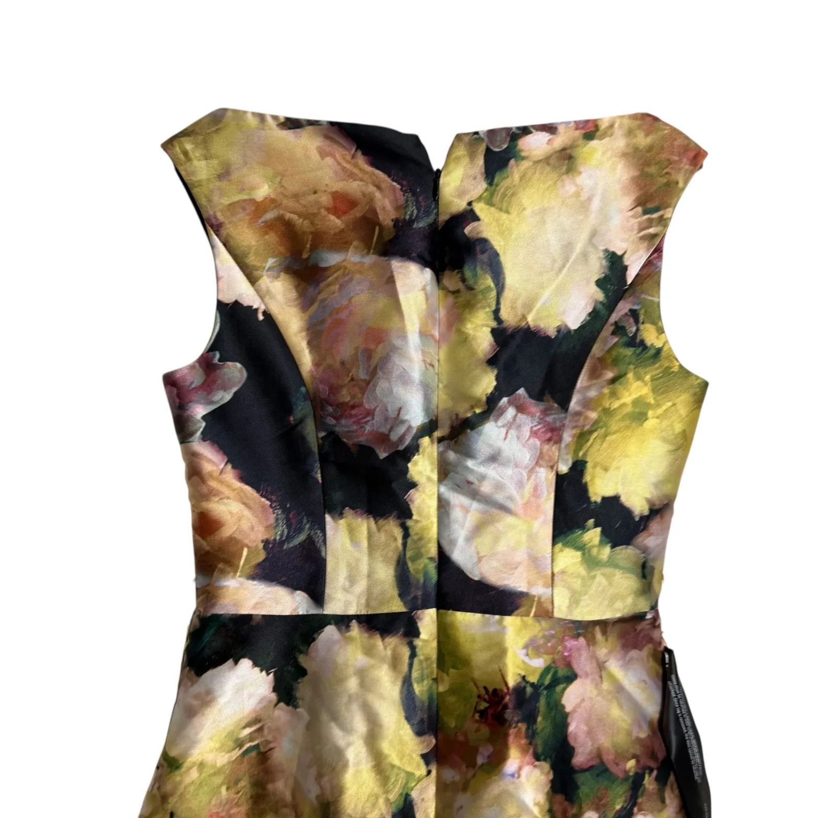 Kay Unger Perry Tea Length Portrait Neck Floral A-Line Cocktail Party Dress 8 - Image 11