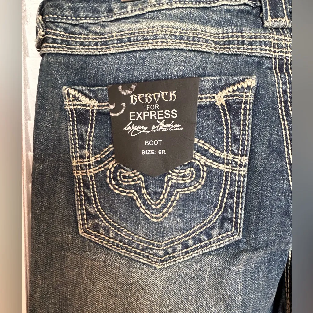 ReRock For Express Boot bootcut blue jeans NWT Womens size 6R 6 Regular stretch - Image 6