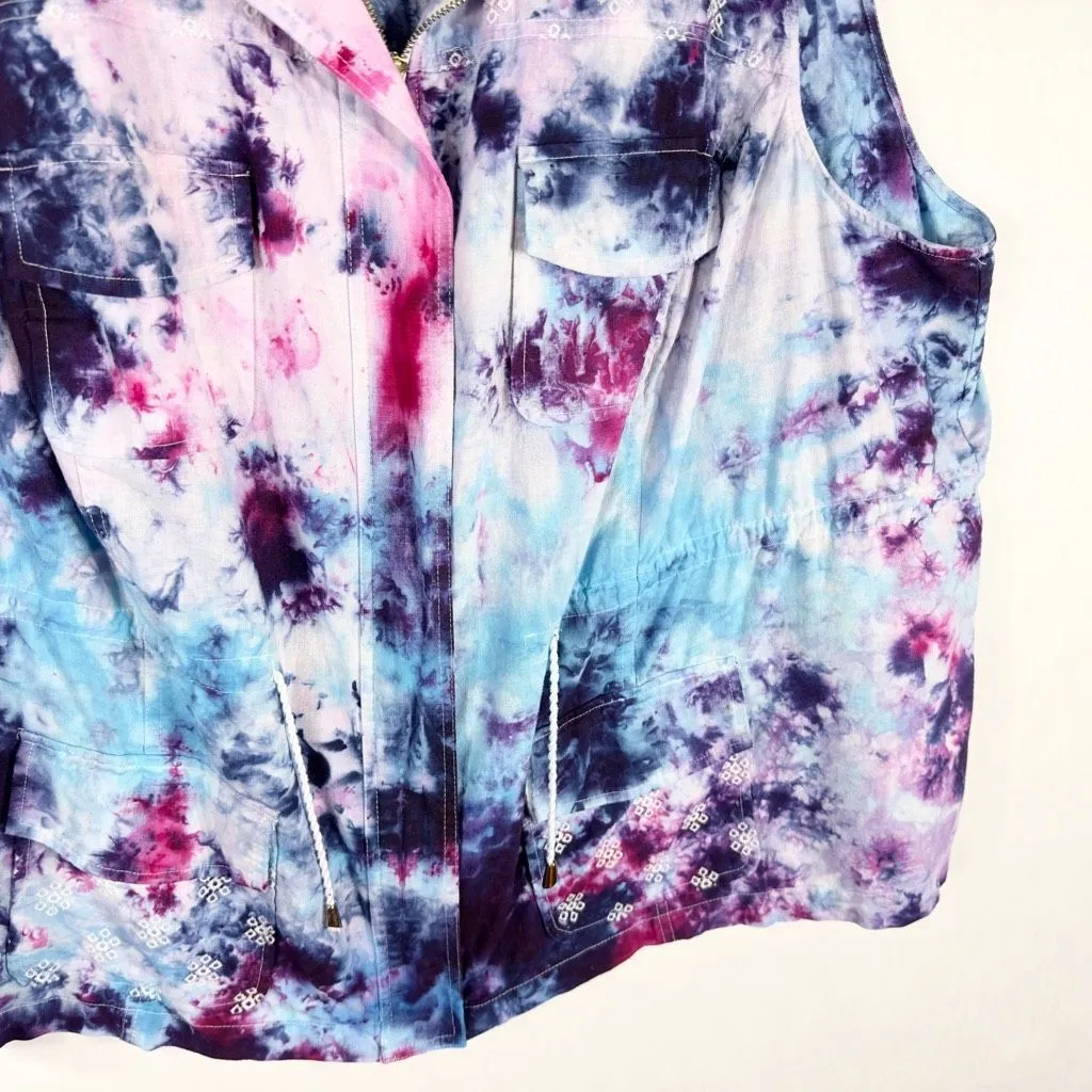 New Directions Plus‎ Size 3X Vest August Storm Handmade Tie Dye Blue Purple 165 - Image 4