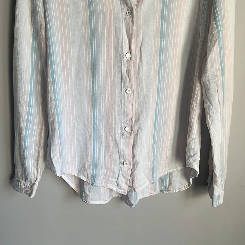 Bella Dahl - Pocket Button Down in Havana Rainbow Stripe - Image 6