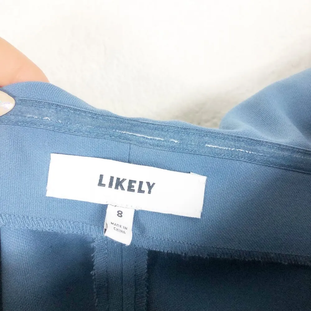 Likely Driggs Strapless Cocktail Dress Size 8 Knee Length One Shoulder Blue - Image 6