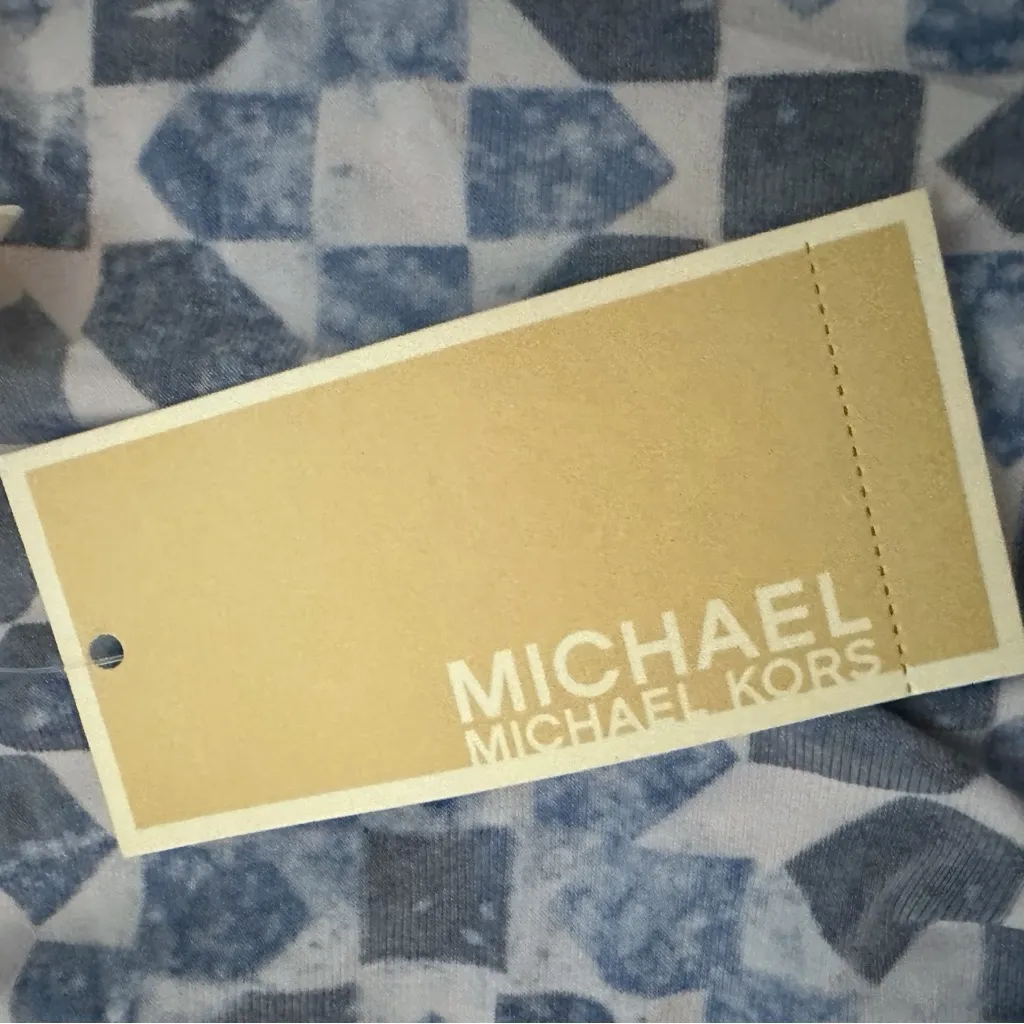 NWT MICHAEL Michael Kors "Amalfi Blue" Geometric Patterned LS Sheath Dress - Image 4