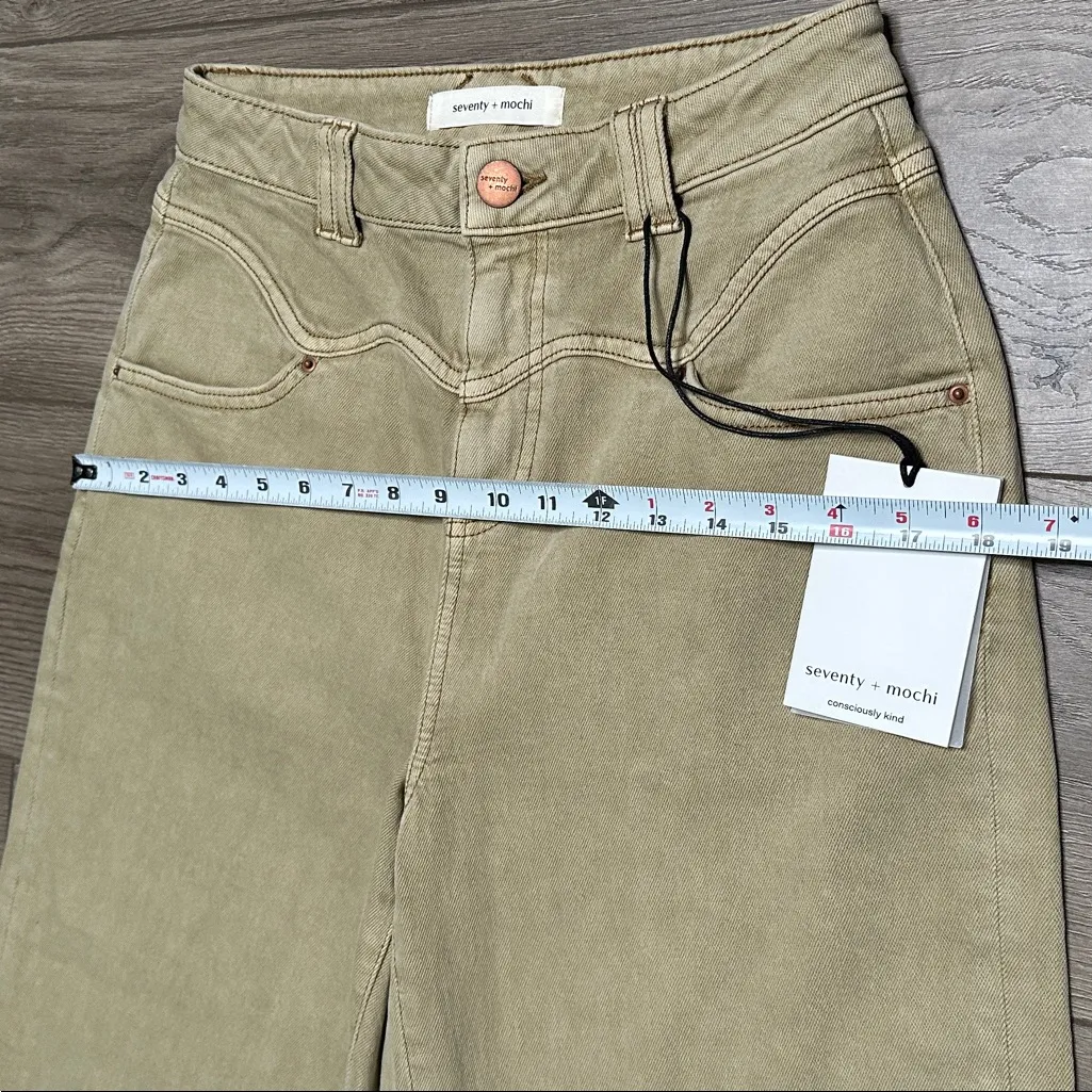 Seventy + Mochi Mia Barrel Leg Jean Super High Rise Desert Sand Tan Size 26 - Image 11
