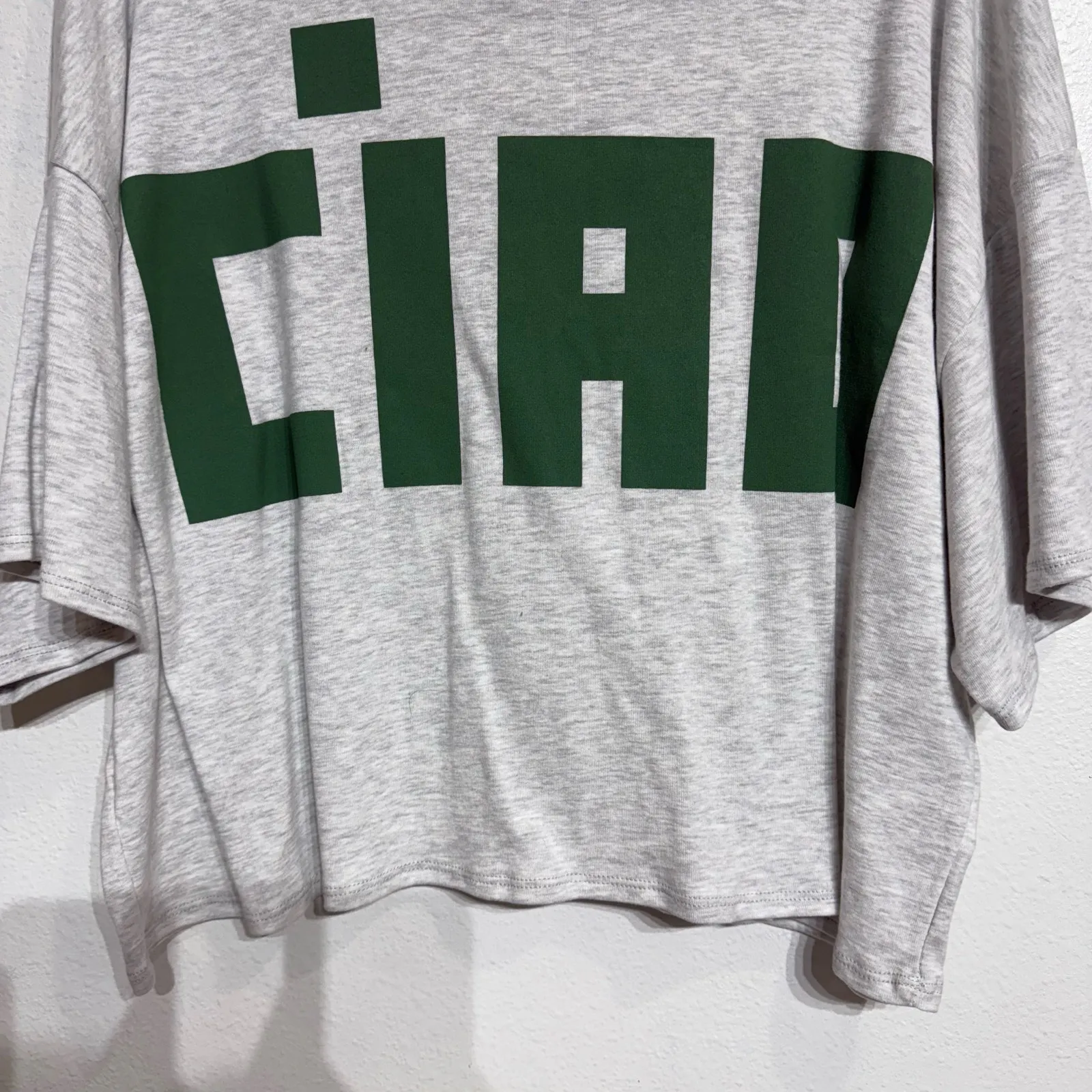 Bucketlist Gray Ciao Short Sleeve Boxy Crop Top Sz L NWT Size L - Image 4